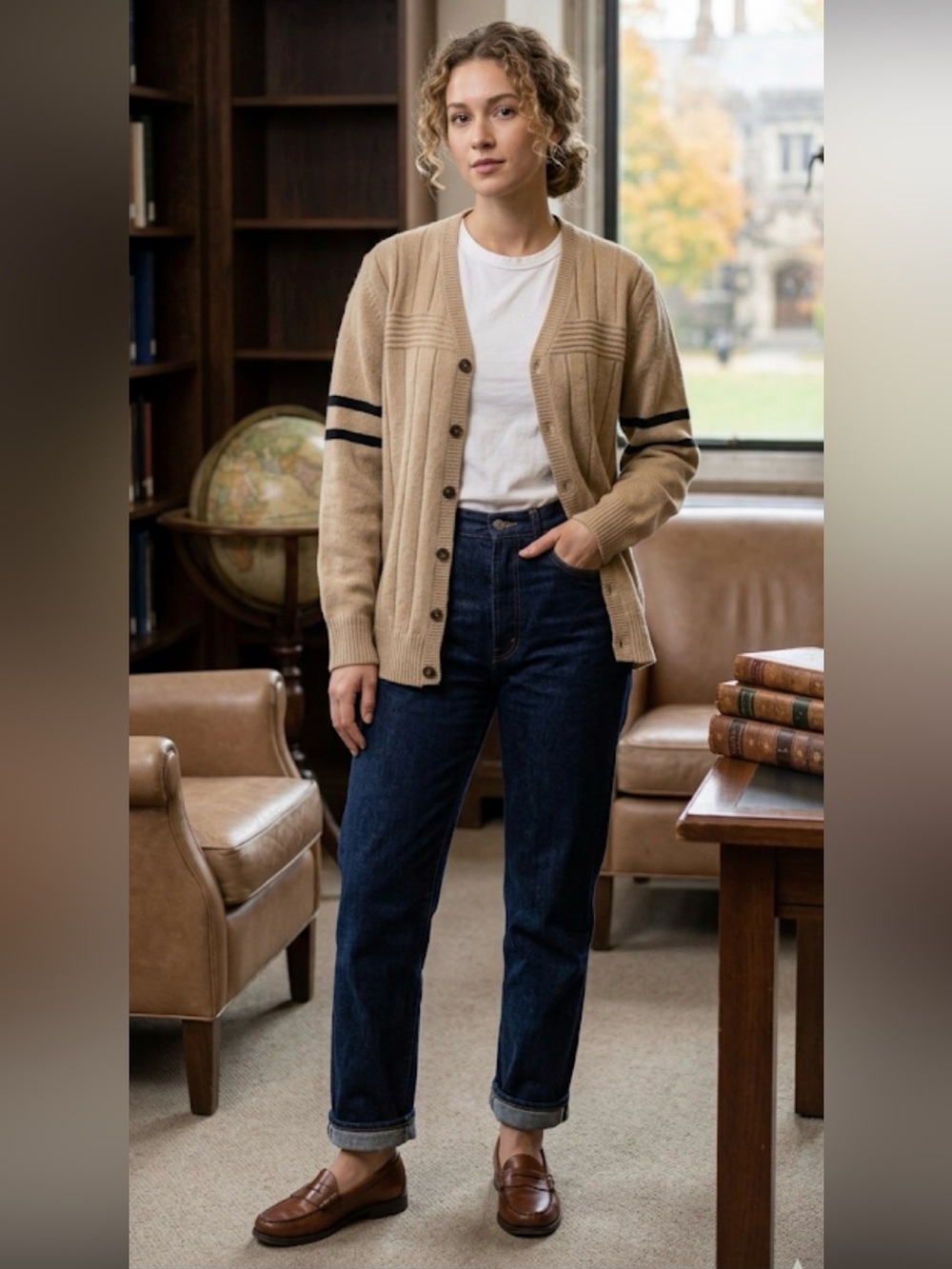 Vintage 100% Lambswool Cardigan Size Medium. Academia Preppy, Classic Old School